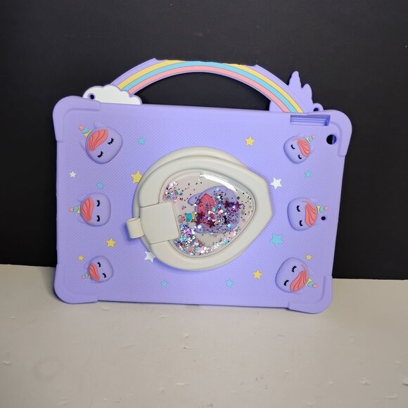 IPad 10.2 Silicone Cover Purple with Unicorns - Picture 1 of 16